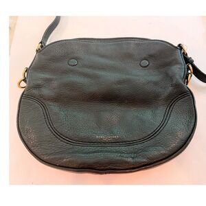 Marc Jacobs Black Pebbled Leather Crossbody Bag Gold Hardware Saddle Bag